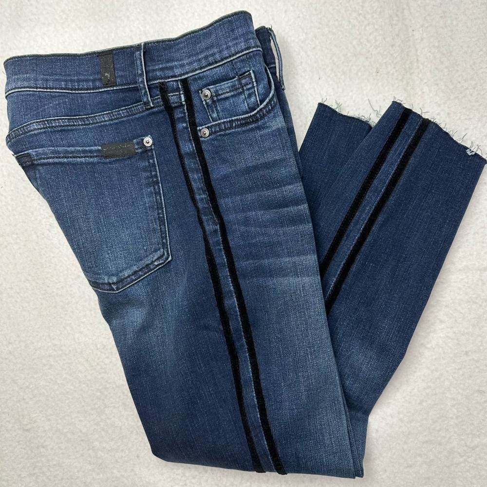 7FAM b(air) Ankle Skinny Jeans Velvet Stripe 28 SHORTENED